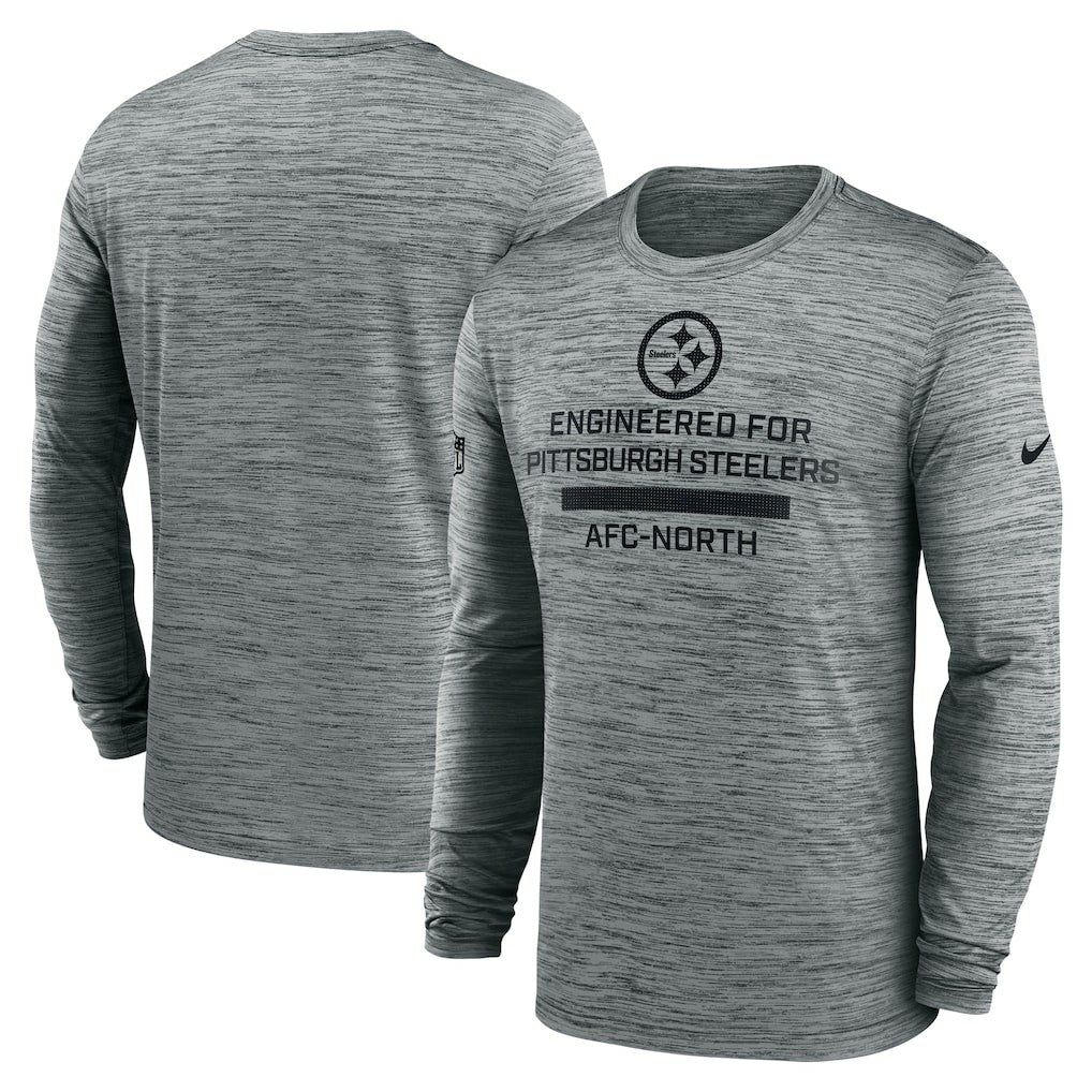 Pittsburgh Steelers Sideline Velocity Performance Long Sleeve T-Shirt - Gray discount