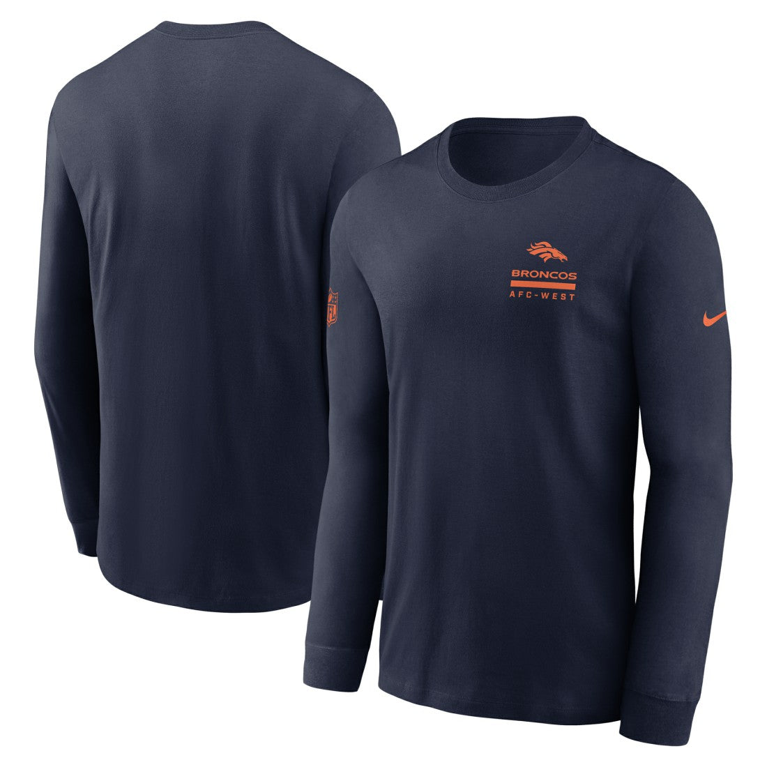 Denver Broncos Sideline Dri-FIT Long Sleeve T-Shirt - Navy for sale