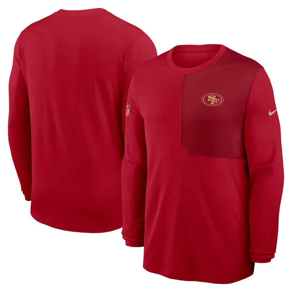 San Francisco 49ers Sideline Coach UV Dri-FIT Long Sleeve Shirt - Scarlet cheap
