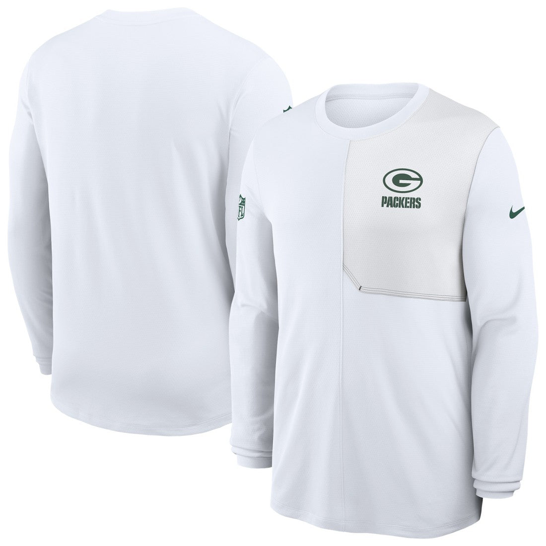 Green Bay Packers Sideline Coach UV Dri-FIT Long Sleeve Shirt - White for sale