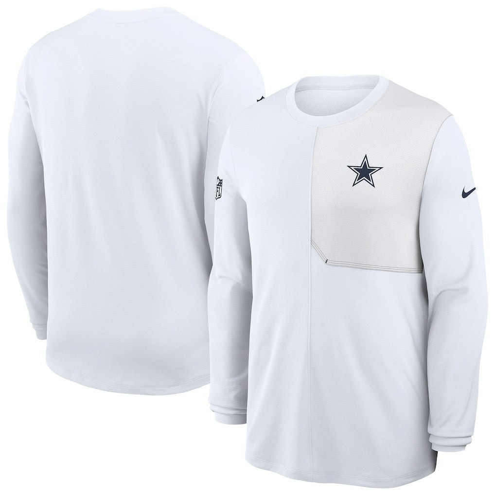 Dallas Cowboys Sideline Coach UV Dri-FIT Long Sleeve Shirt - White outlet