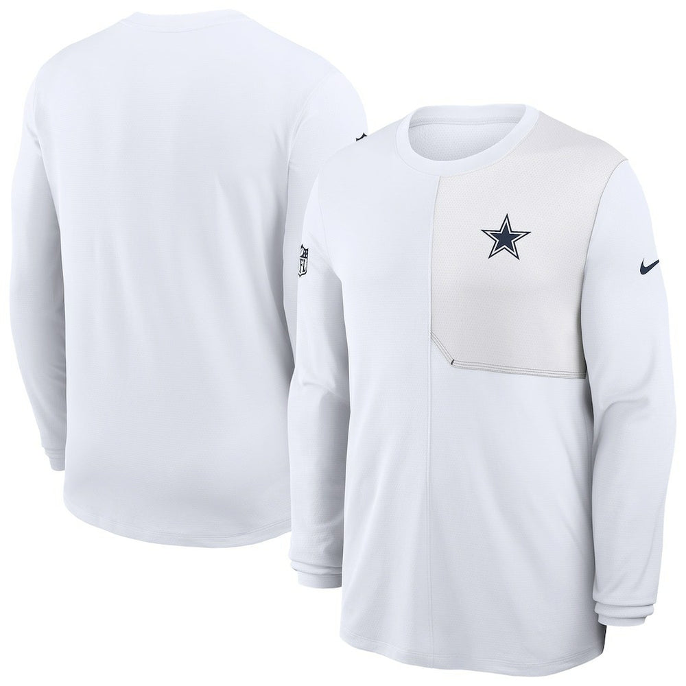 Dallas Cowboys Sideline Coach UV Dri-FIT Long Sleeve Shirt - White outlet