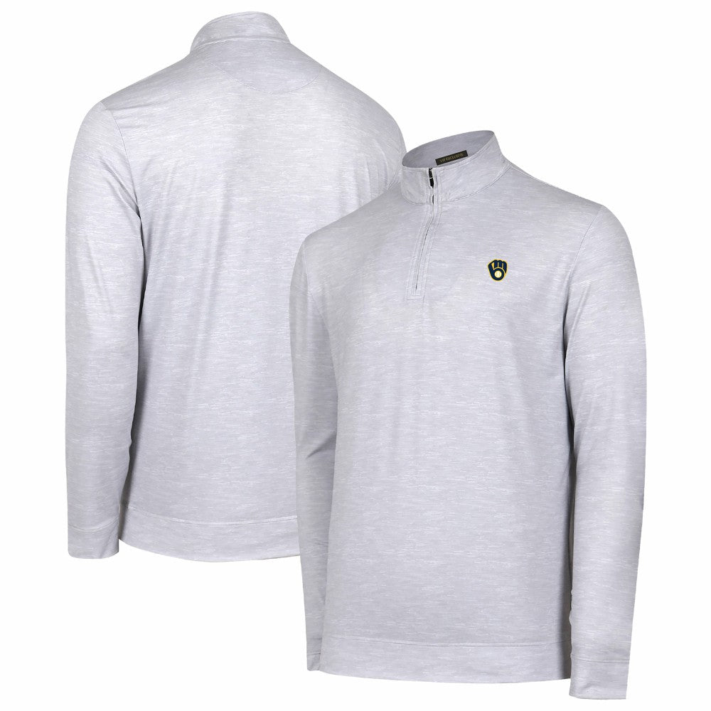 Milwaukee Brewers Sublime Tri-Blend Quarter-Zip Jacket Gray