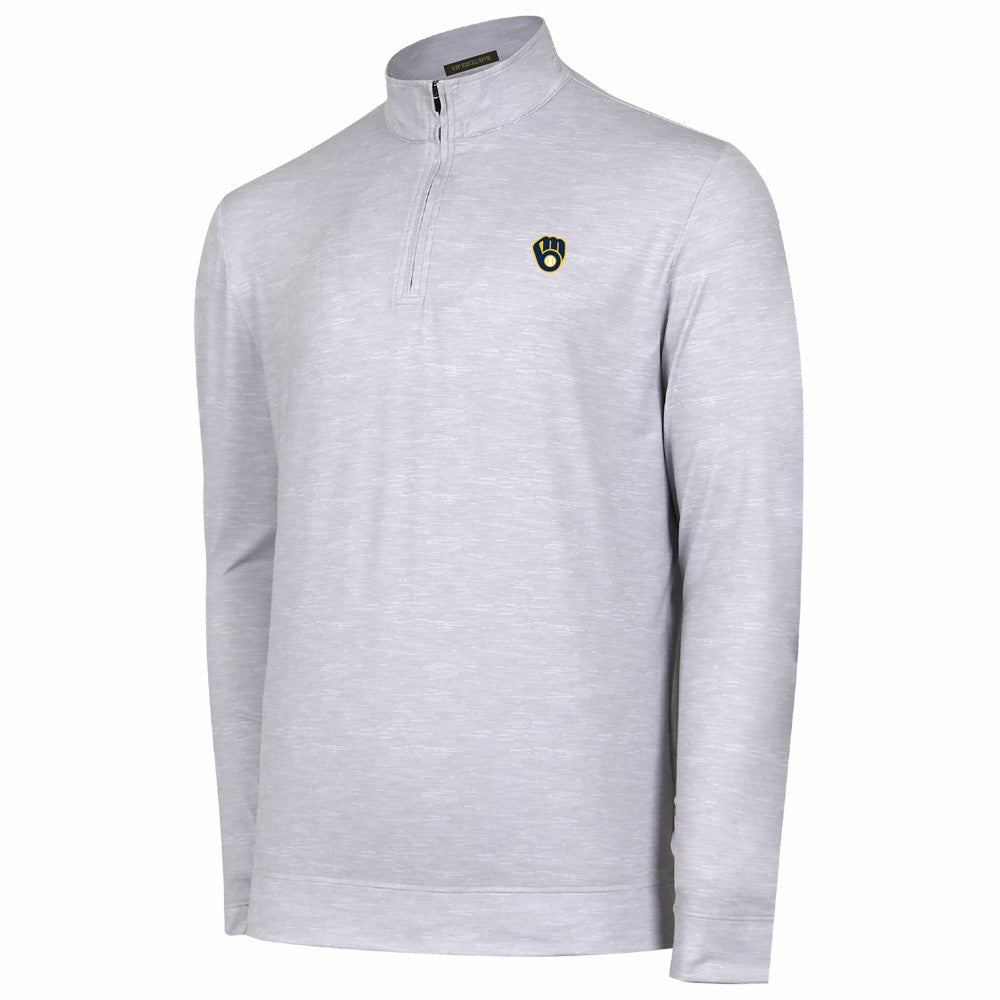 Milwaukee Brewers Sublime Tri-Blend Quarter-Zip Jacket Gray
