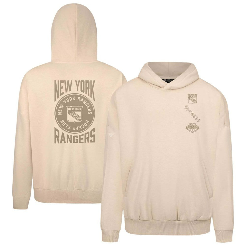 New York Rangers Levelwear Contact Stamp Pullover Hoodie - Cream Hoodies