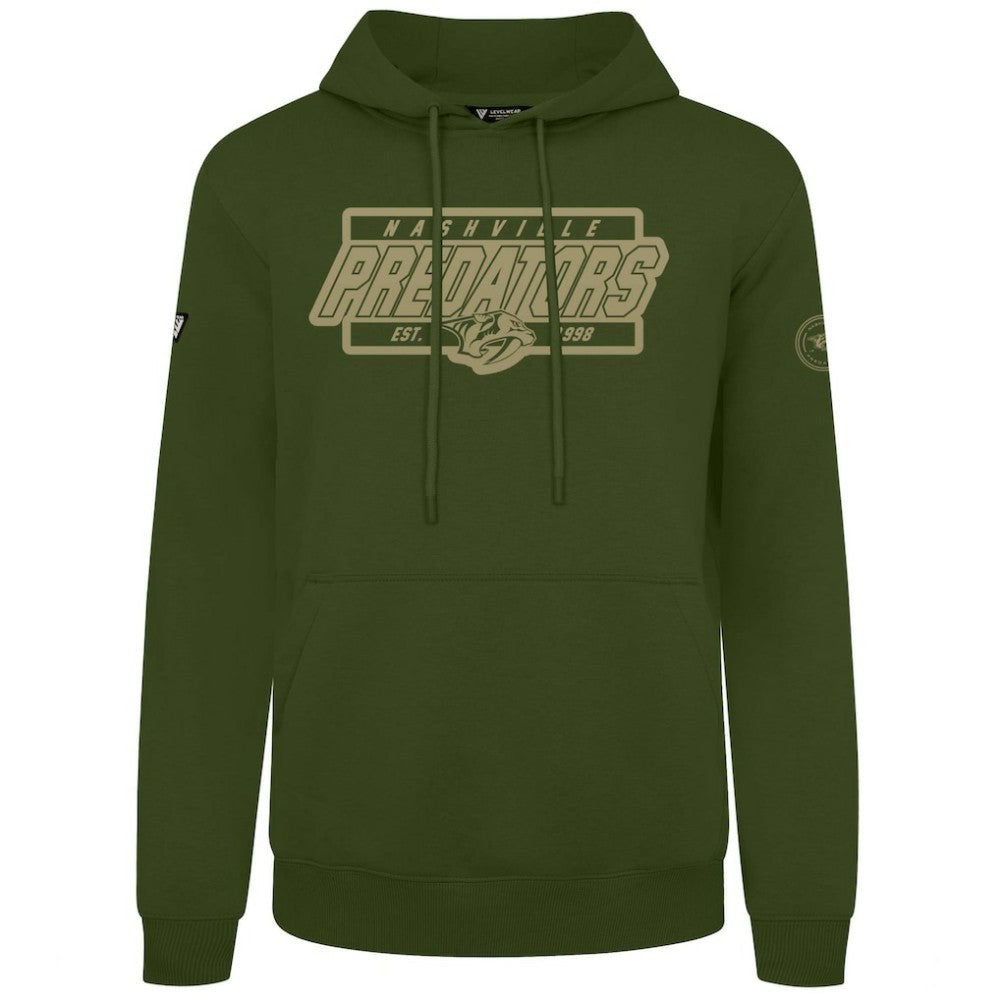 Nashville Predators Levelwear Podium Pullover Hoodie - Olive Hoodies