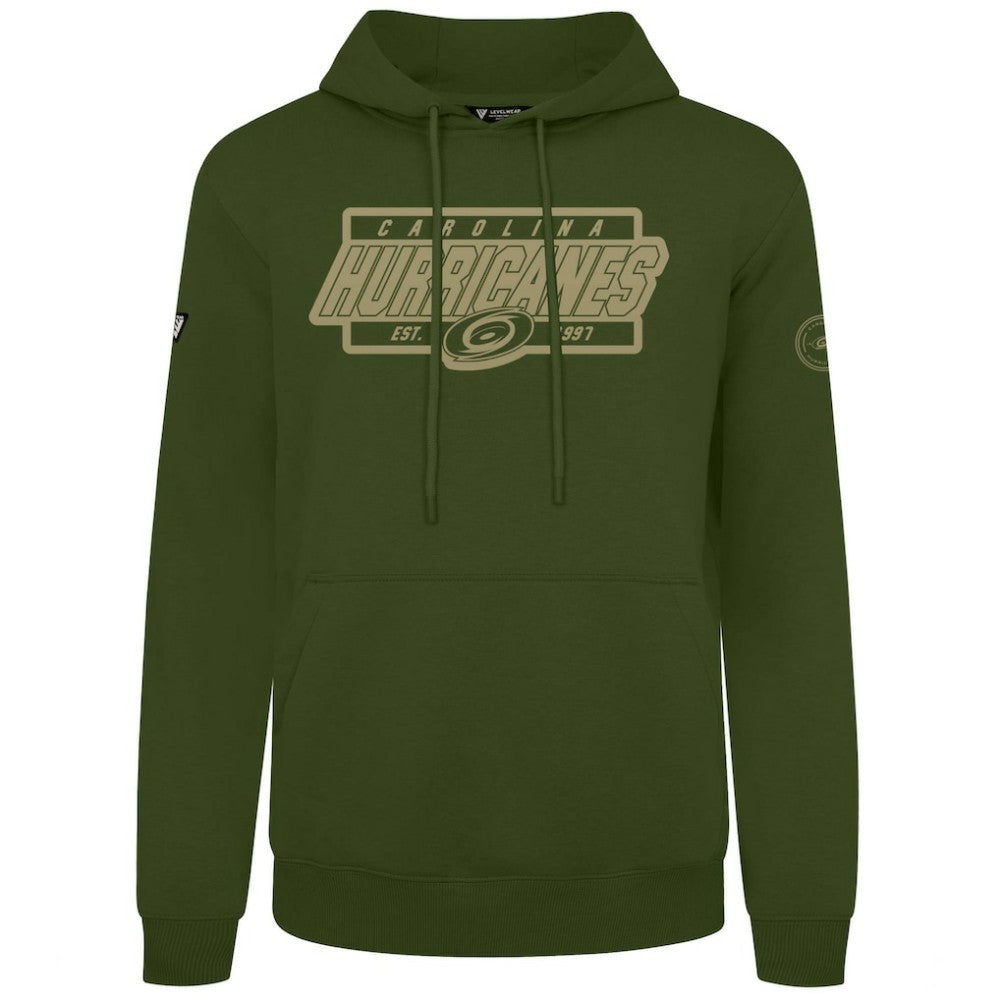 Carolina Hurricanes Levelwear Podium Pullover Hoodie - Olive Hoodies