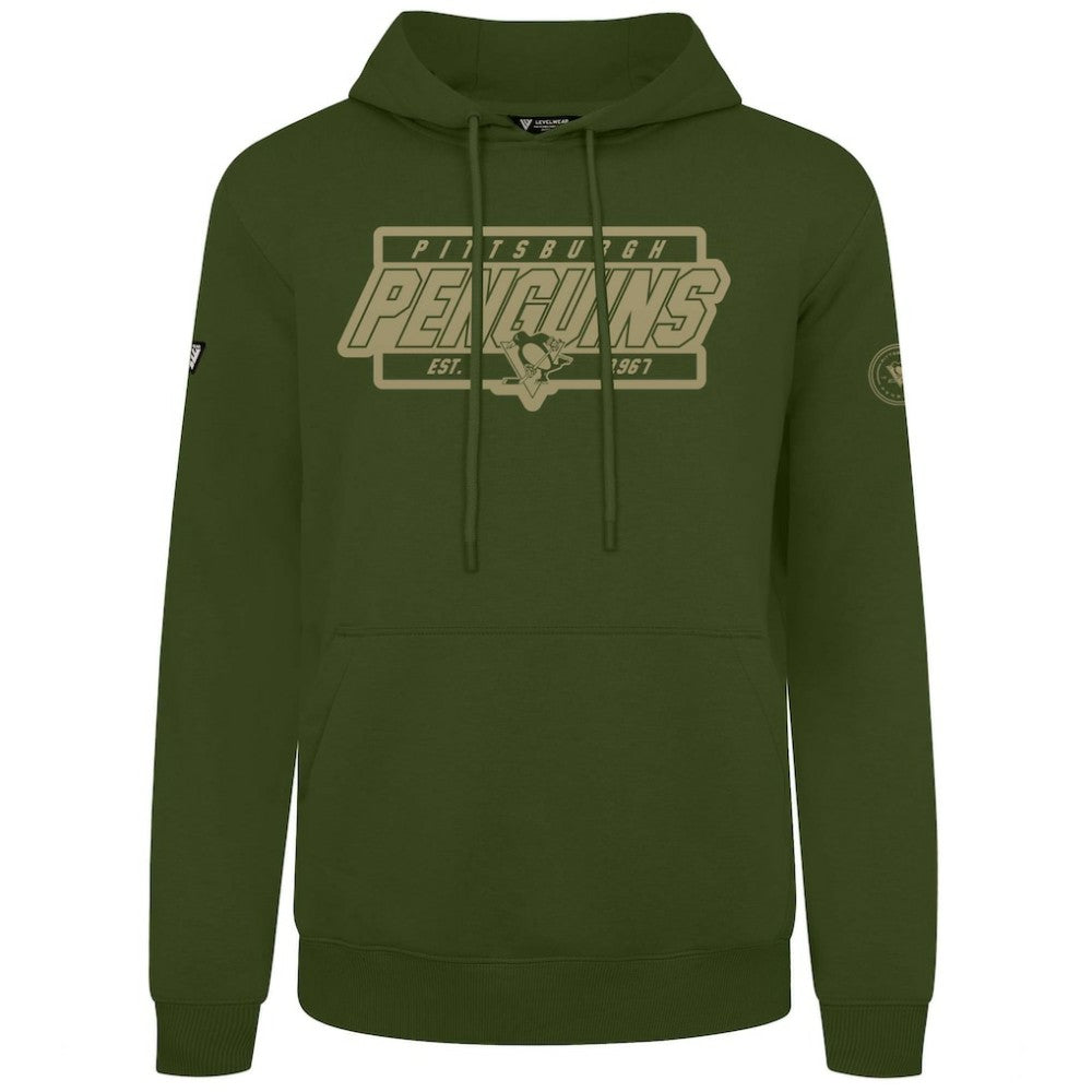 Pittsburgh Penguins Levelwear Podium Pullover Hoodie - Olive Hoodies