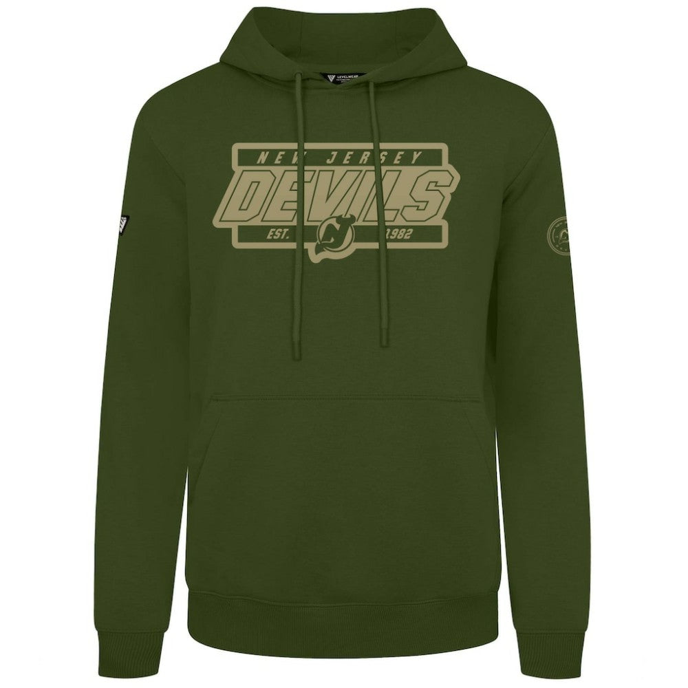 New Jersey Devils Levelwear Podium Pullover Hoodie - Olive Jerseys