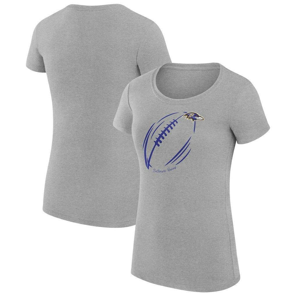 Baltimore Ravens G-III 4Her by Carl Banks Women's Super-Slim Fit Lightweight Subtle Football T-Shirt - Heather Gray outlet