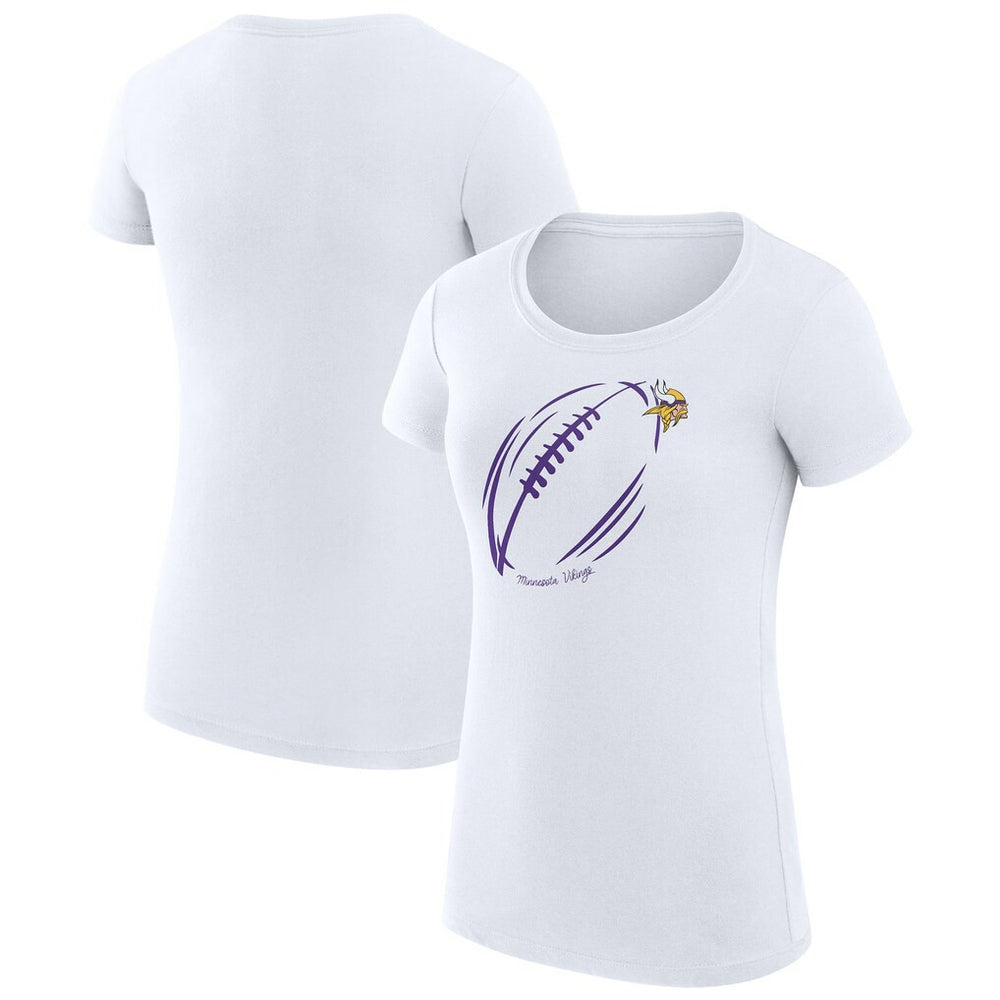 Minnesota Vikings G-III 4Her by Carl Banks Women's Super-Slim Fit Lightweight Subtle Football T-Shirt - White for sale