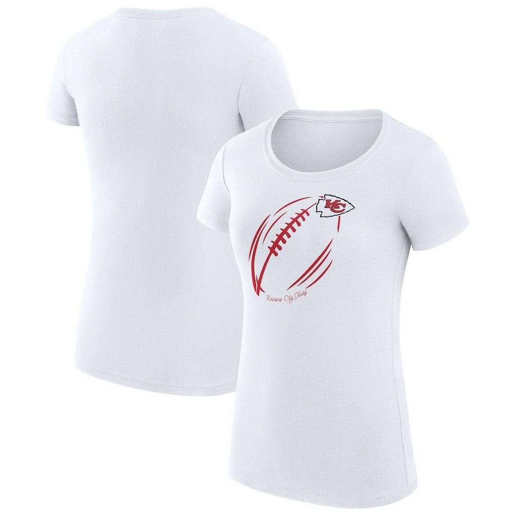 Kansas City Chiefs G-III 4Her by Carl Banks Women's Super-Slim Fit Lightweight Subtle Football T-Shirt - White for sale