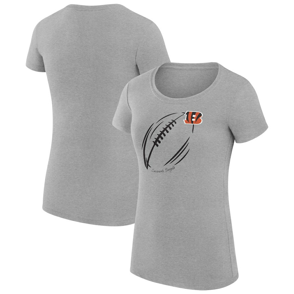 Cincinnati Bengals G-III 4Her by Carl Banks Women's Super-Slim Fit Lightweight Subtle Football T-Shirt - Heather Gray sale