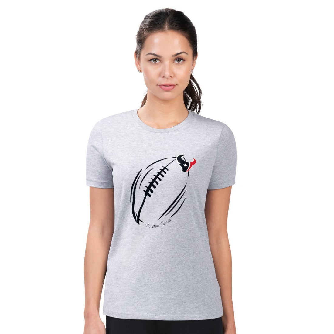 Houston Texans G-III 4Her by Carl Banks Women's Super-Slim Fit Lightweight Subtle Football T-Shirt - Heather Gray on sale