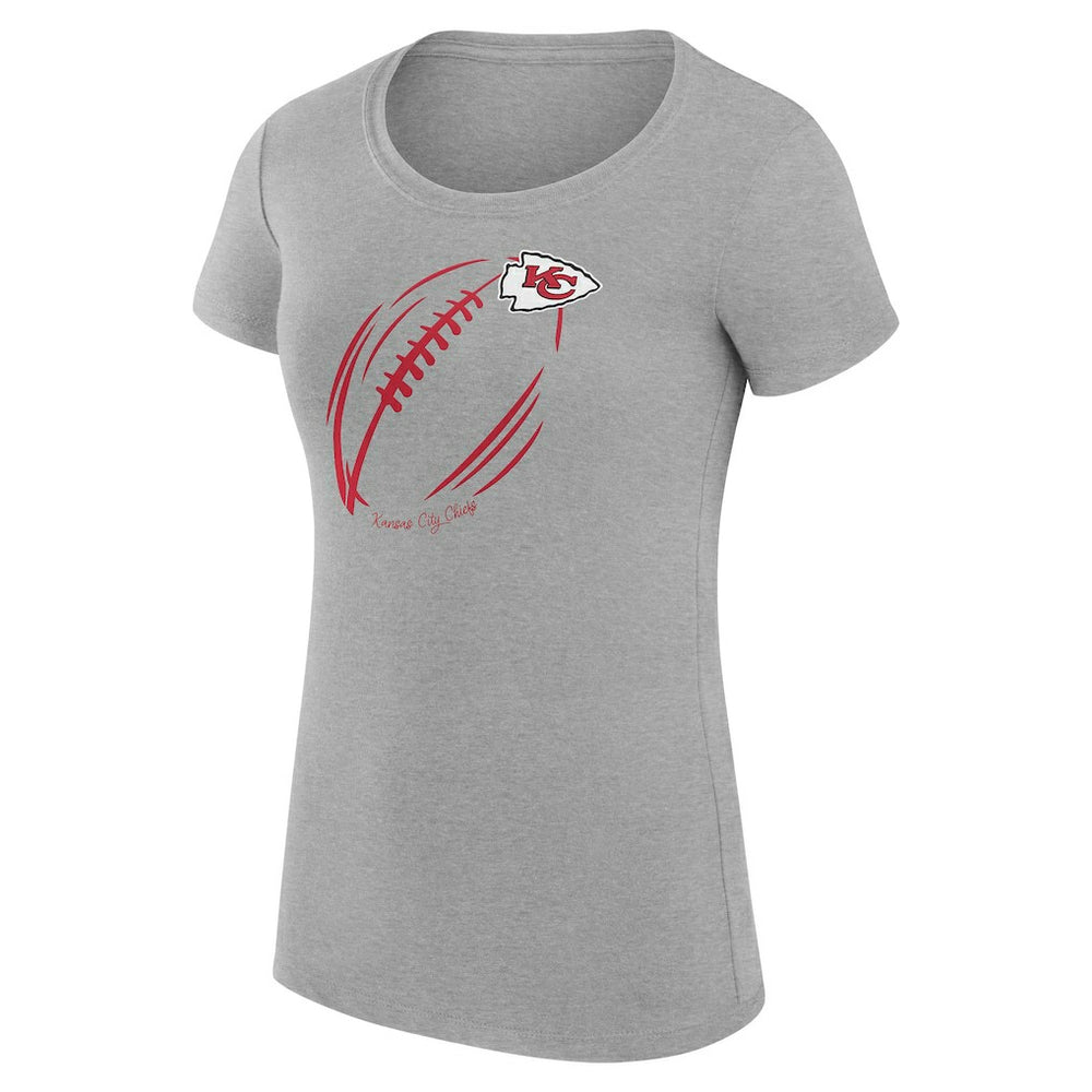 Kansas City Chiefs G-III 4Her by Carl Banks Women's Super-Slim Fit Lightweight Subtle Football T-Shirt - Heather Gray on sale