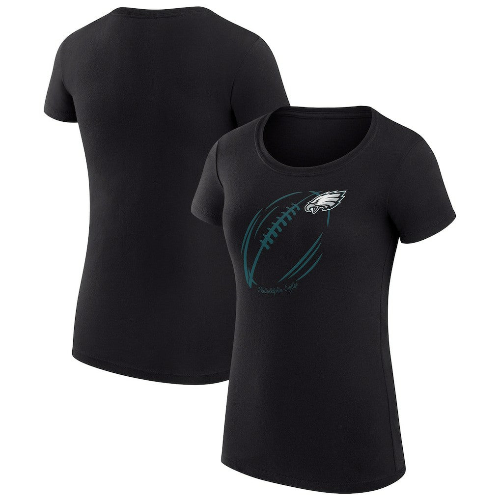 Philadelphia Eagles G-III 4Her by Carl Banks Women's Super-Slim Fit Lightweight Subtle Football T-Shirt - Black outlet