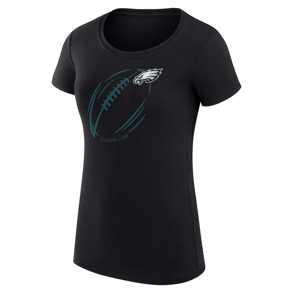 Philadelphia Eagles G-III 4Her by Carl Banks Women's Super-Slim Fit Lightweight Subtle Football T-Shirt - Black outlet