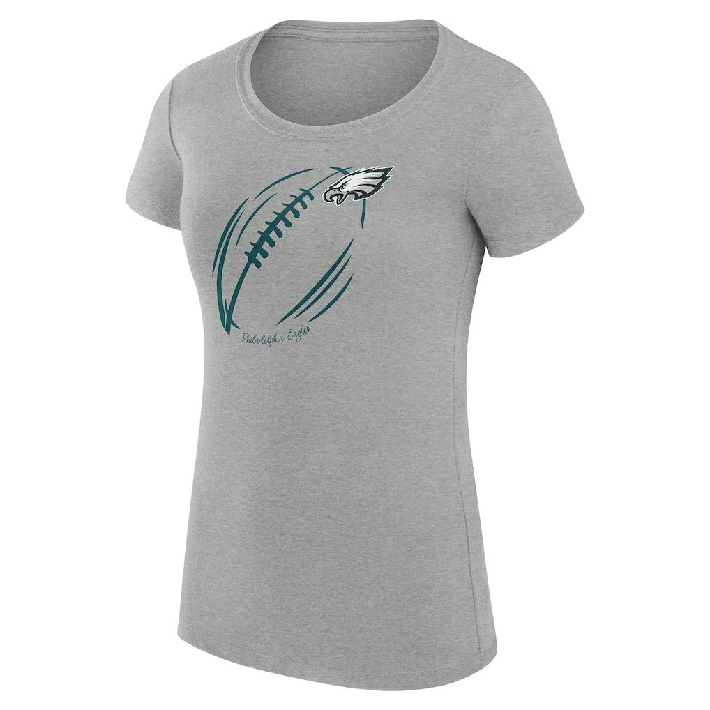 Philadelphia Eagles G-III 4Her by Carl Banks Women's Super-Slim Fit Lightweight Subtle Football T-Shirt - Heather Gray outlet