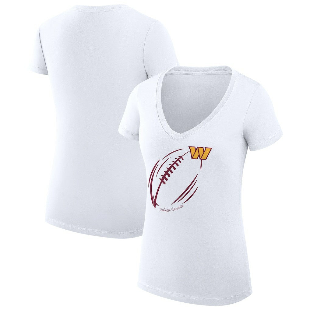 Washington Commanders G-III 4Her by Carl Banks Women's Super-Slim Fit Lightweight Subtle Football V-Neck T-Shirt - White discount