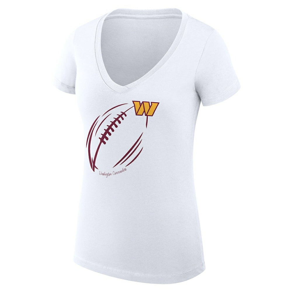Washington Commanders G-III 4Her by Carl Banks Women's Super-Slim Fit Lightweight Subtle Football V-Neck T-Shirt - White discount