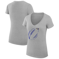 Baltimore Ravens G-III 4Her by Carl Banks Women's Super-Slim Fit Lightweight Subtle Football V-Neck T-Shirt - Heather Gray discount
