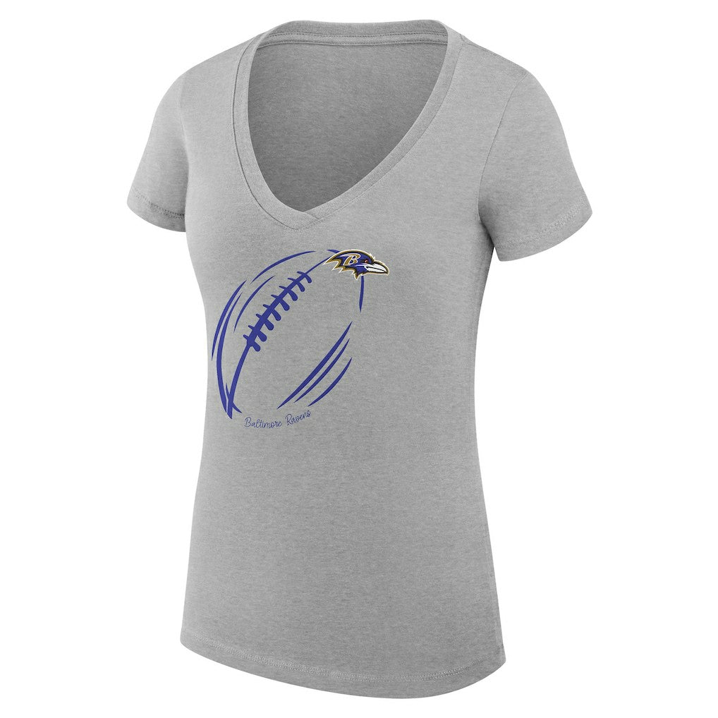 Baltimore Ravens G-III 4Her by Carl Banks Women's Super-Slim Fit Lightweight Subtle Football V-Neck T-Shirt - Heather Gray discount