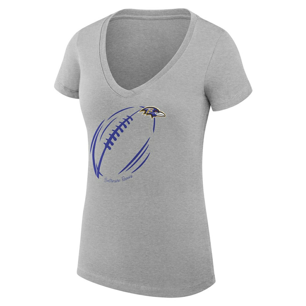 Baltimore Ravens G-III 4Her by Carl Banks Women's Super-Slim Fit Lightweight Subtle Football V-Neck T-Shirt - Heather Gray discount