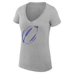 Baltimore Ravens G-III 4Her by Carl Banks Women's Super-Slim Fit Lightweight Subtle Football V-Neck T-Shirt - Heather Gray discount