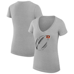 Cincinnati Bengals G-III 4Her by Carl Banks Women's Super-Slim Fit Lightweight Subtle Football V-Neck T-Shirt - Heather Gray on sale
