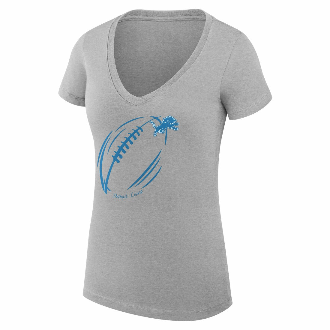Detroit Lions G-III 4Her by Carl Banks Women's Super-Slim Fit Lightweight Subtle Football V-Neck T-Shirt - Heather Gray for sale