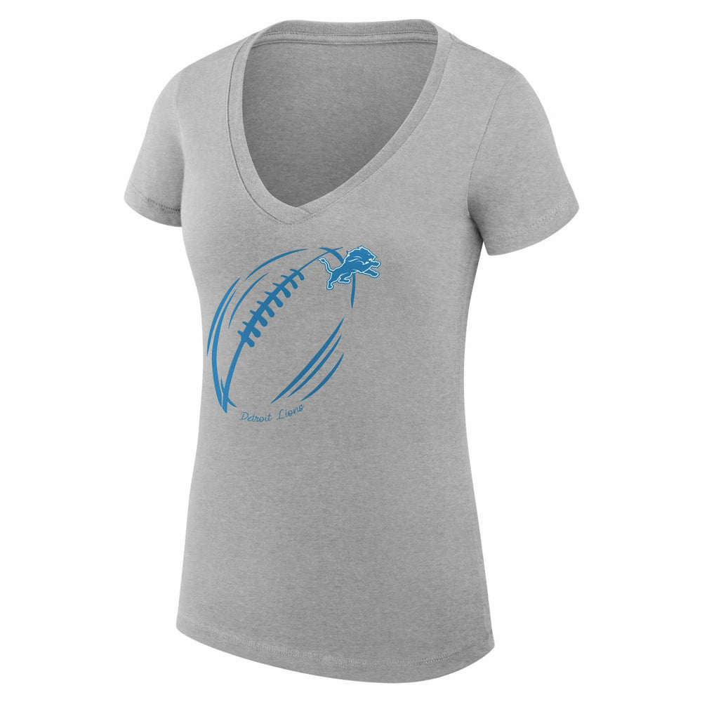 Detroit Lions G-III 4Her by Carl Banks Women's Super-Slim Fit Lightweight Subtle Football V-Neck T-Shirt - Heather Gray for sale