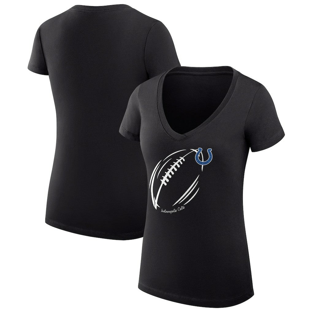 Indianapolis Colts G-III 4Her by Carl Banks Women's Super-Slim Fit Lightweight Subtle Football V-Neck T-Shirt - Black sale