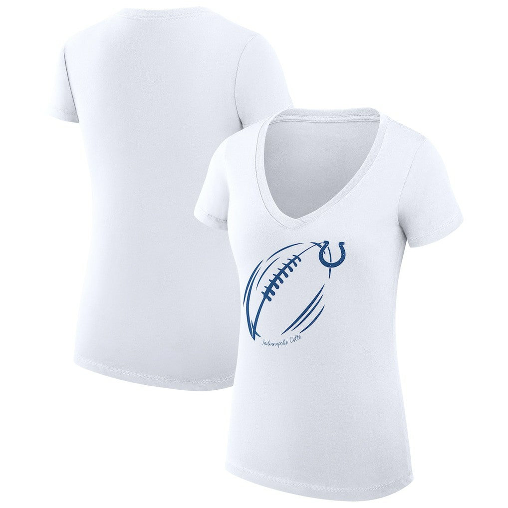 Indianapolis Colts G-III 4Her by Carl Banks Women's Super-Slim Fit Lightweight Subtle Football V-Neck T-Shirt - White discount