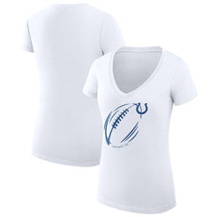 Indianapolis Colts G-III 4Her by Carl Banks Women's Super-Slim Fit Lightweight Subtle Football V-Neck T-Shirt - White discount