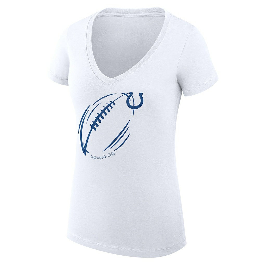Indianapolis Colts G-III 4Her by Carl Banks Women's Super-Slim Fit Lightweight Subtle Football V-Neck T-Shirt - White discount