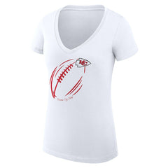 Kansas City Chiefs G-III 4Her by Carl Banks Women's Super-Slim Fit Lightweight Subtle Football V-Neck T-Shirt - White for sale
