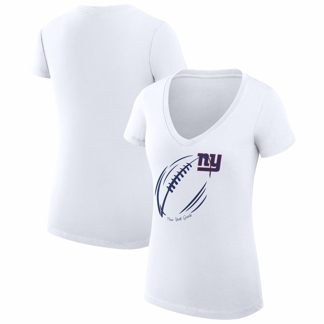 New York Giants G-III 4Her by Carl Banks Women's Super-Slim Fit Lightweight Subtle Football V-Neck T-Shirt - White sale
