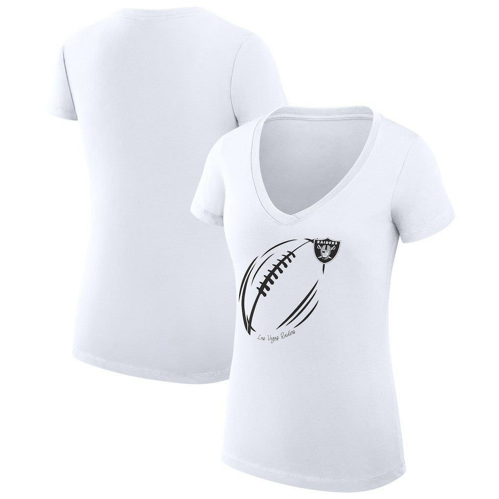 Las Vegas Raiders G-III 4Her by Carl Banks Women's Super-Slim Fit Lightweight Subtle Football V-Neck T-Shirt - White sale