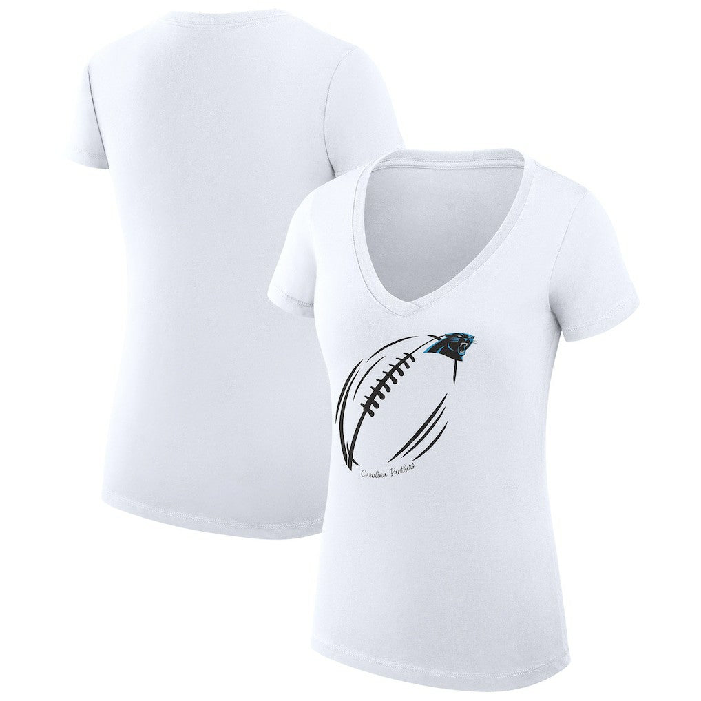 Carolina Panthers G-III 4Her by Carl Banks Women's Super-Slim Fit Lightweight Subtle Football V-Neck T-Shirt - White discount