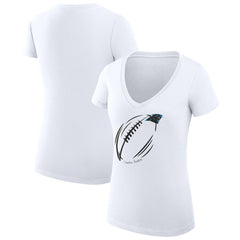 Carolina Panthers G-III 4Her by Carl Banks Women's Super-Slim Fit Lightweight Subtle Football V-Neck T-Shirt - White discount