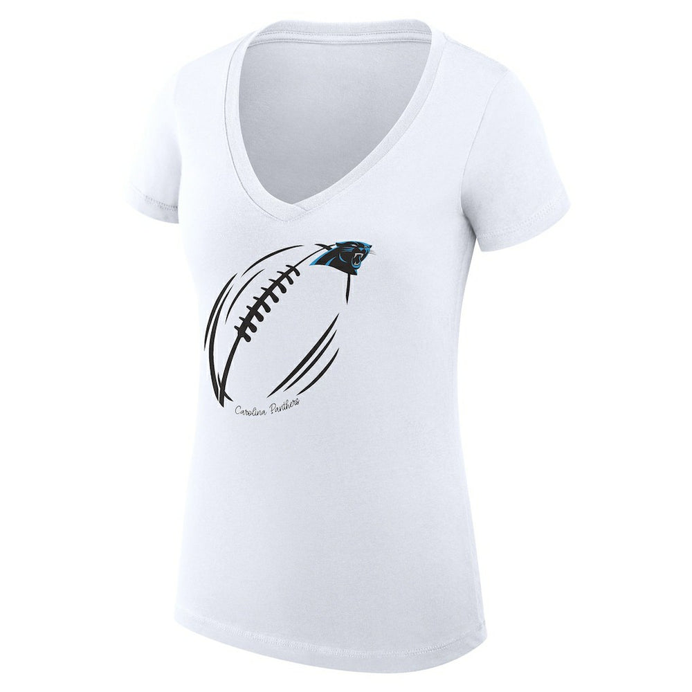 Carolina Panthers G-III 4Her by Carl Banks Women's Super-Slim Fit Lightweight Subtle Football V-Neck T-Shirt - White discount