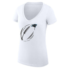 Carolina Panthers G-III 4Her by Carl Banks Women's Super-Slim Fit Lightweight Subtle Football V-Neck T-Shirt - White discount