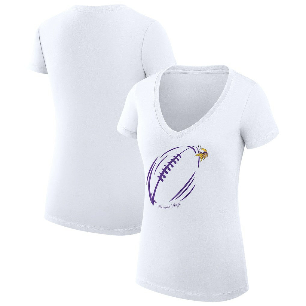 Minnesota Vikings G-III 4Her by Carl Banks Women's Super-Slim Fit Lightweight Subtle Football V-Neck T-Shirt - White online