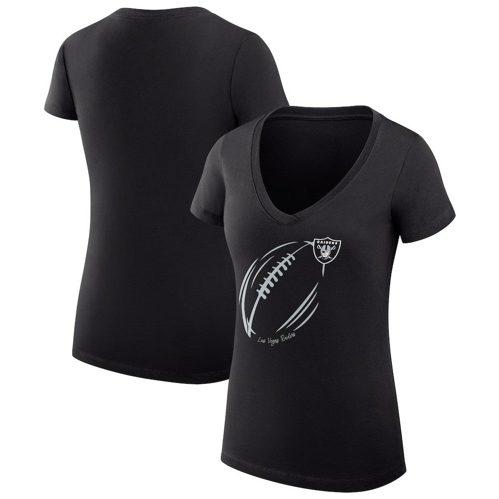 Las Vegas Raiders G-III 4Her by Carl Banks Women's Super-Slim Fit Lightweight Subtle Football V-Neck T-Shirt - Black sale