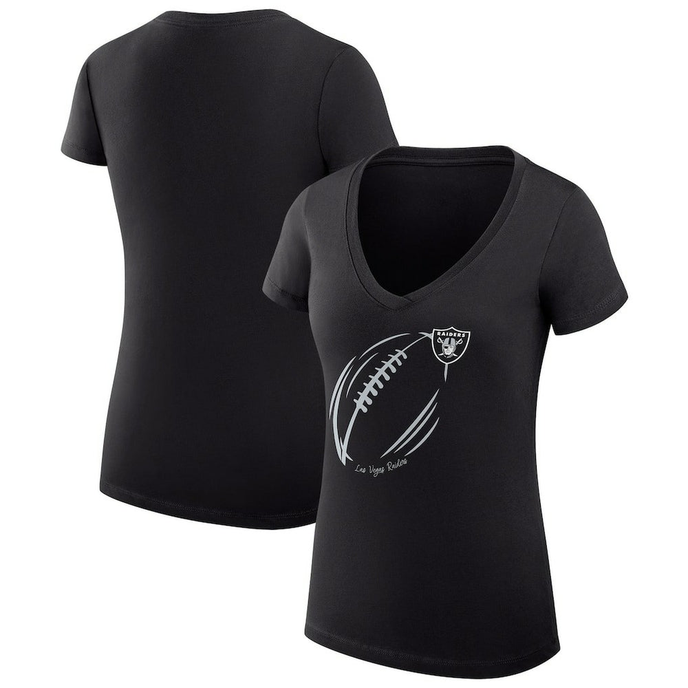 Las Vegas Raiders G-III 4Her by Carl Banks Women's Super-Slim Fit Lightweight Subtle Football V-Neck T-Shirt - Black sale