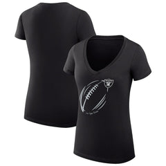 Las Vegas Raiders G-III 4Her by Carl Banks Women's Super-Slim Fit Lightweight Subtle Football V-Neck T-Shirt - Black sale