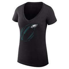 Philadelphia Eagles G-III 4Her by Carl Banks Women's Super-Slim Fit Lightweight Subtle Football V-Neck T-Shirt - Black cheap