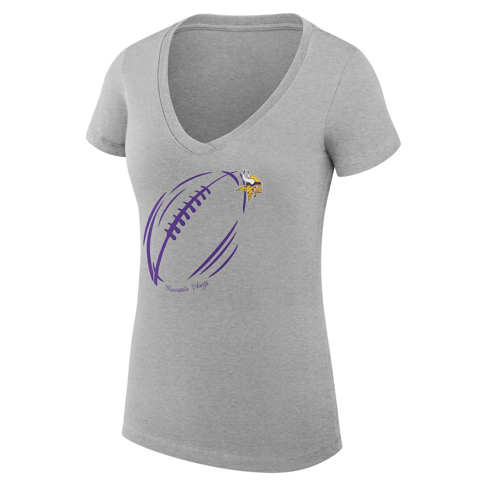 Minnesota Vikings G-III 4Her by Carl Banks Women's Super-Slim Fit Lightweight Subtle Football V-Neck T-Shirt - Heather Gray on sale