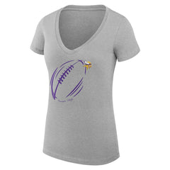 Minnesota Vikings G-III 4Her by Carl Banks Women's Super-Slim Fit Lightweight Subtle Football V-Neck T-Shirt - Heather Gray on sale