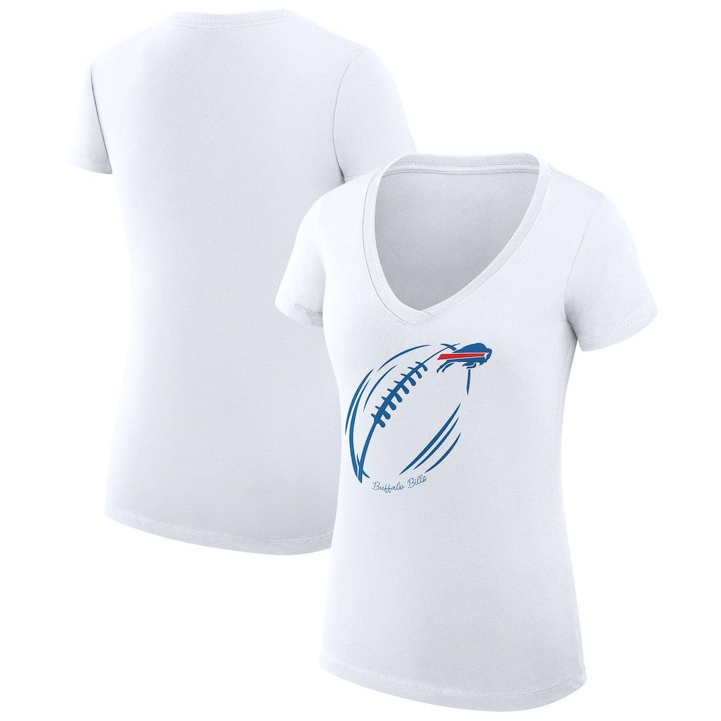 Buffalo Bills G-III 4Her by Carl Banks Women's Super-Slim Fit Lightweight Subtle Football V-Neck T-Shirt - White cheap